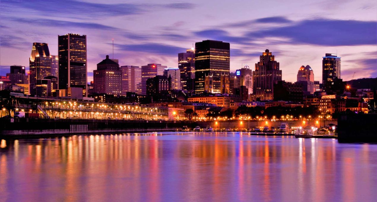 View from the water of Montreal in the early evening.